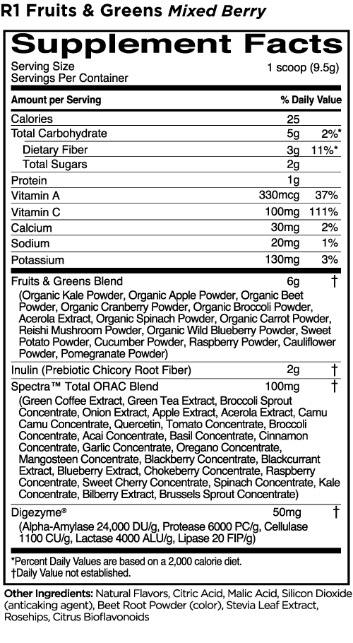 RULE ONE Fruits & Greens Superfood & Antioxidant Complex MIXED BERRY